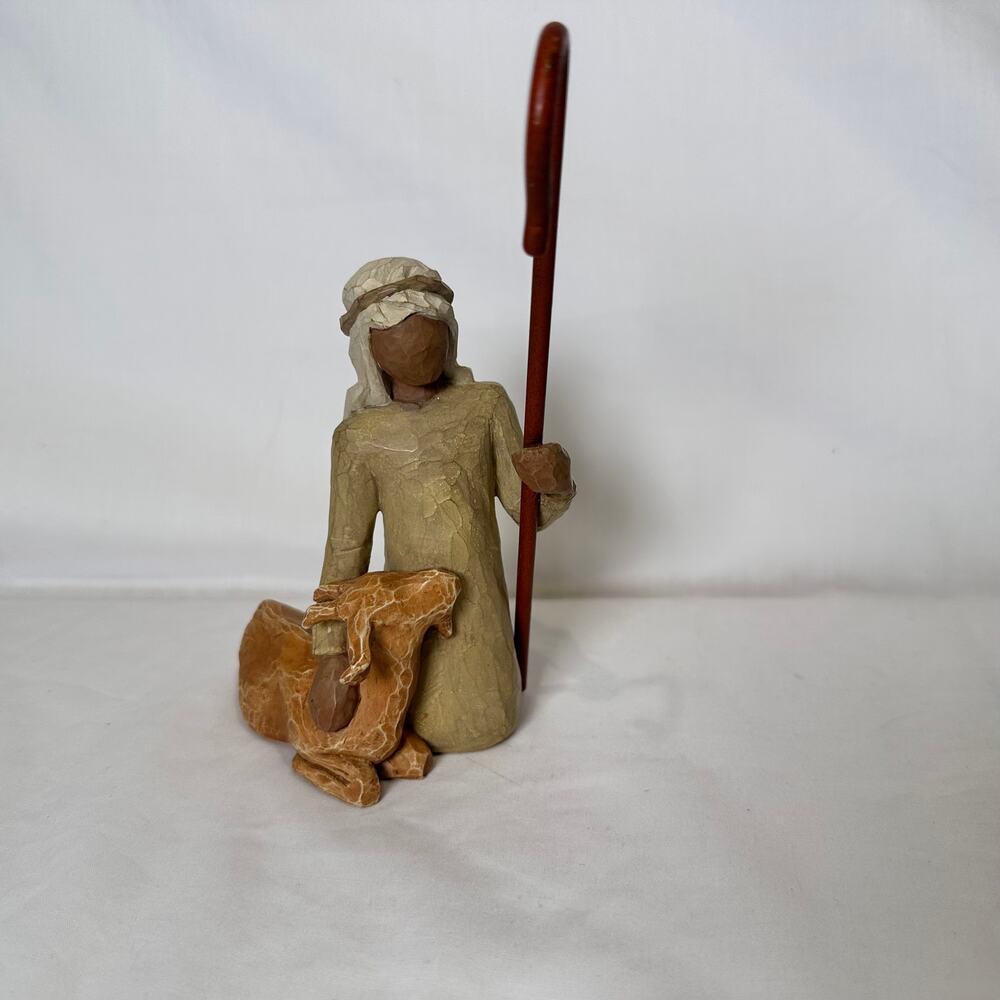 Willow Tree Nativity Shepard and Stable Animals Shepard with Goat Repaired
